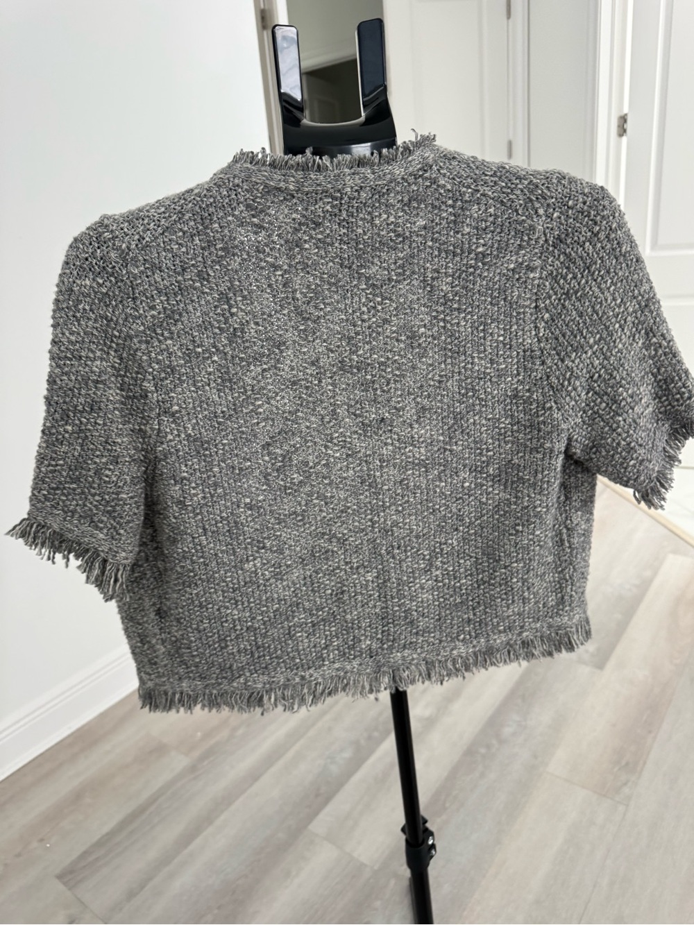 J. Crew Gray Bouclé Fringe Short-Sleeve Jacket - Picture 4 of 4